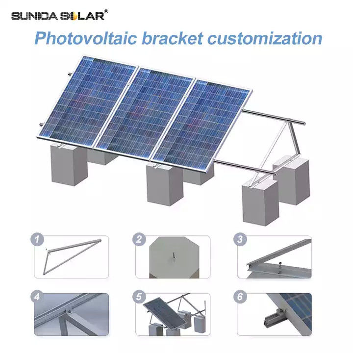 Aluminum SUS304 Solar Panel Bracket Dual Axis Solar Tracker Roller Mounting Bracket
